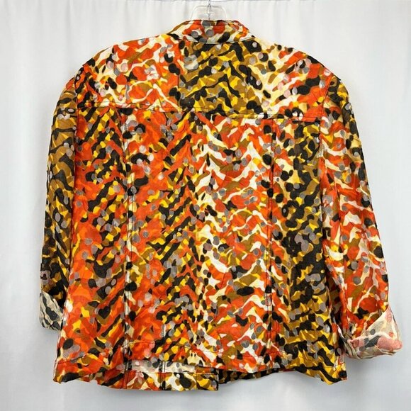 Ruby Rd Womens Shirt Jacket Multicolor Buttons Front Pockets Roll Tab Sleeve 8 - Picture 3 of 10